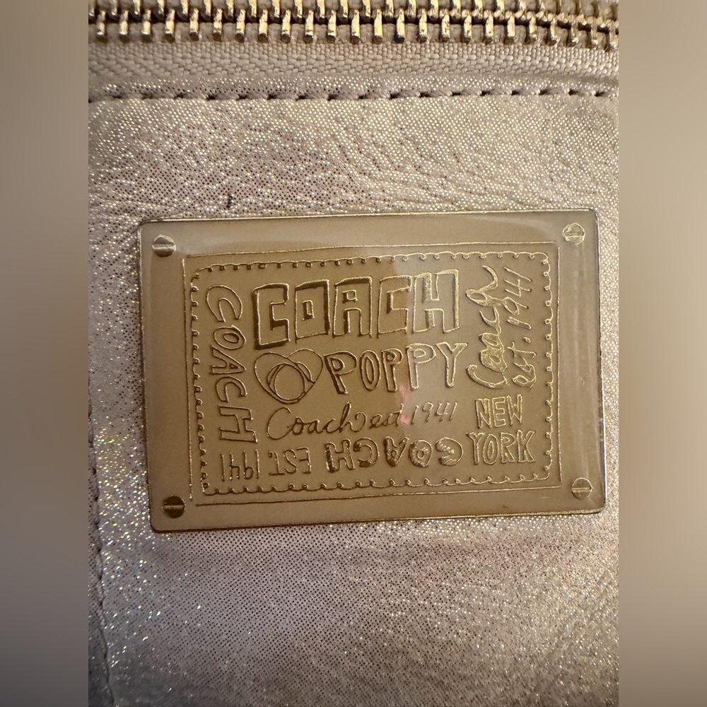 Coach Metallic Beige Poppy Shoulder Bag with Gold Hardware - Picture 3 of 16